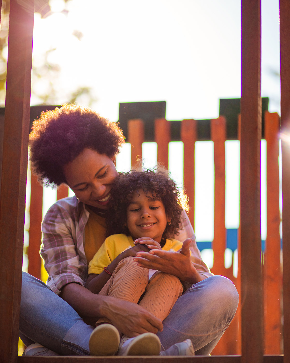 mother and son on playground