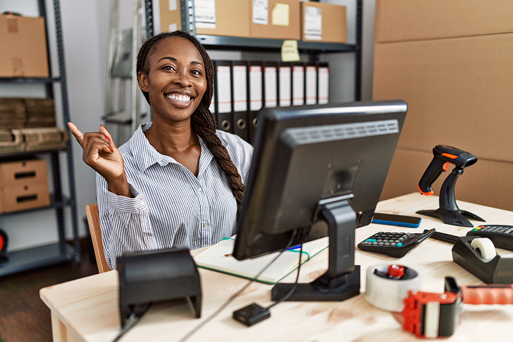 woman working at small business